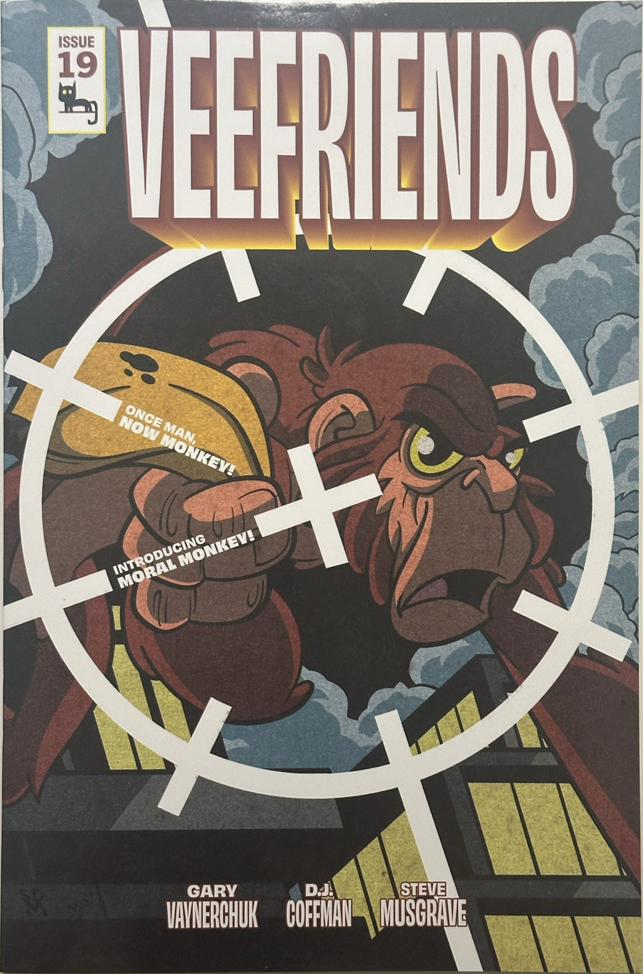 VeeFriends Issue 19 cover featuring Moral Monkey in a crosshair