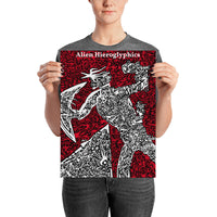 The Silent Warrior Red, White, Black - Poster Print - Alien Hieroglyphics