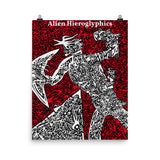 The Silent Warrior Red, White, Black - Poster Print - Alien Hieroglyphics