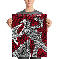 The Silent Warrior Red, White, Black - Poster Print - Alien Hieroglyphics