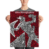 The Silent Warrior Red, White, Black - Poster Print - Alien Hieroglyphics