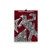 The Silent Warrior Red, White, Black - Poster Print - Alien Hieroglyphics