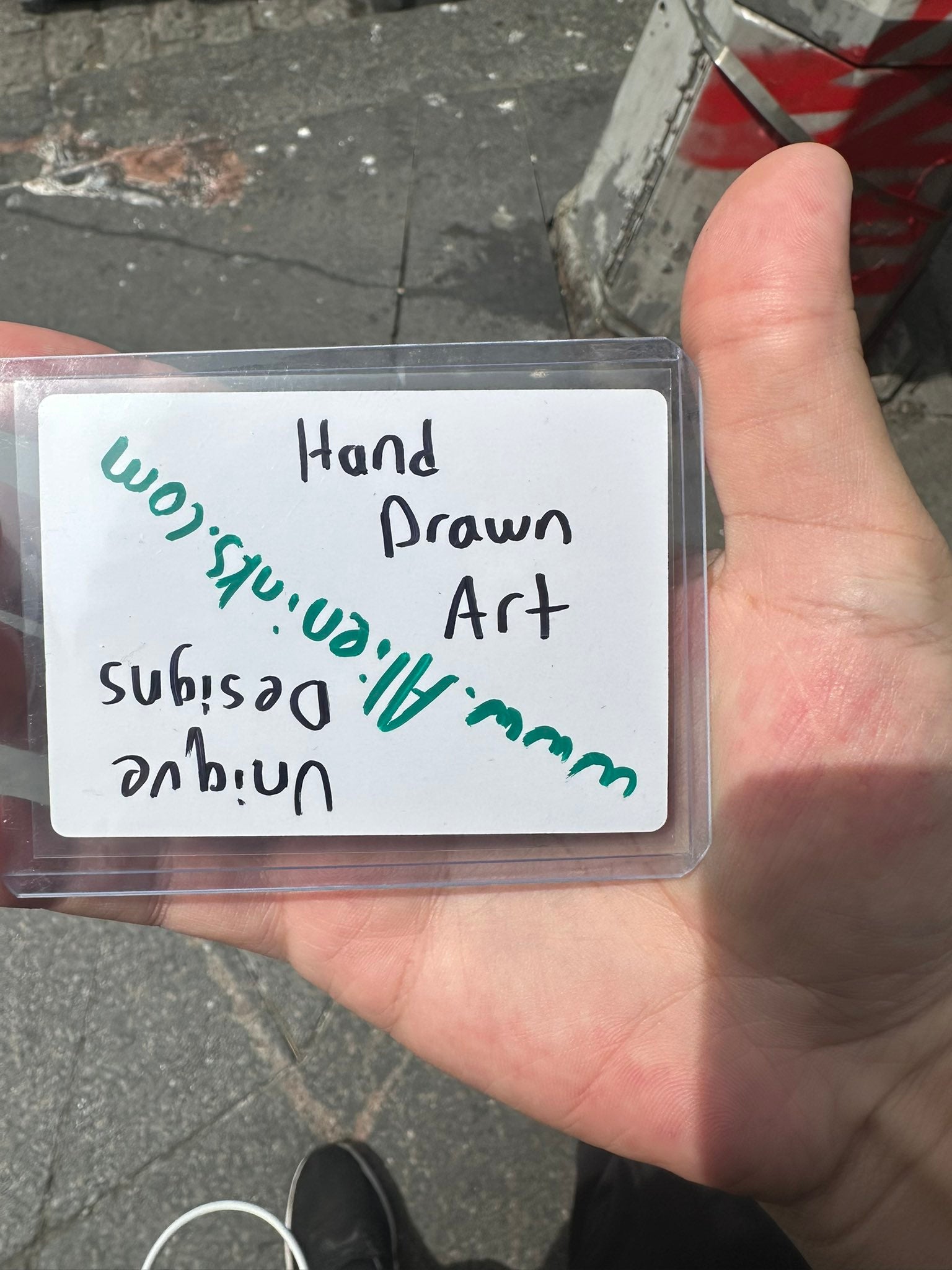 Back of a Seed card with a hand-written message